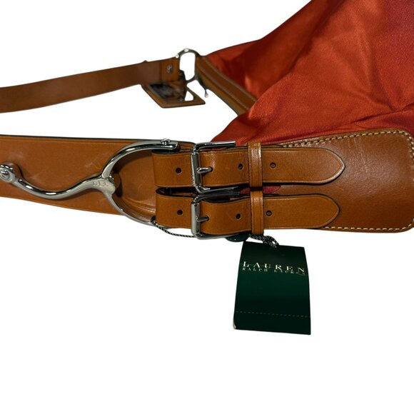 NWT Ralph Lauren Farringdon Equestrian Hobo - Orange - Picture 10 of 13